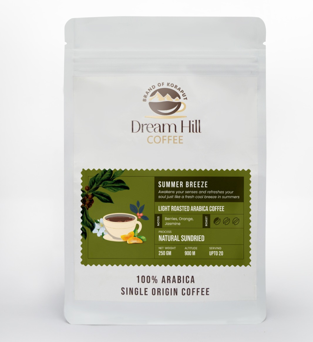 Summer Breeze - Light Roast | Natural (250g, Single Origin, 100% Arabica Coffee)
