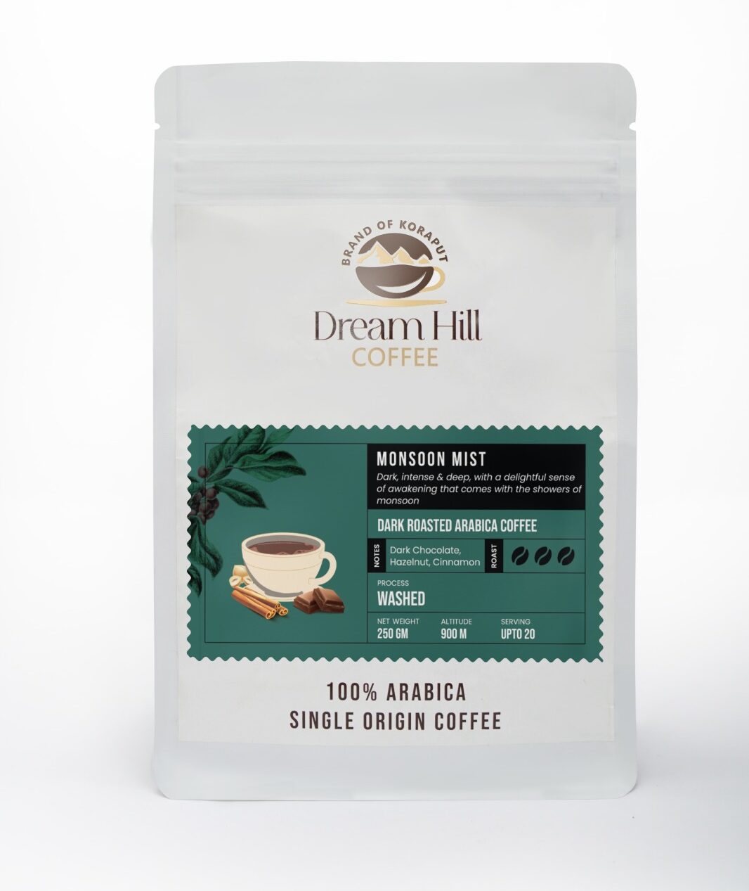 Monsoon Mist - Dark Roast (250g, Single Origin, 100% Arabica Coffee)